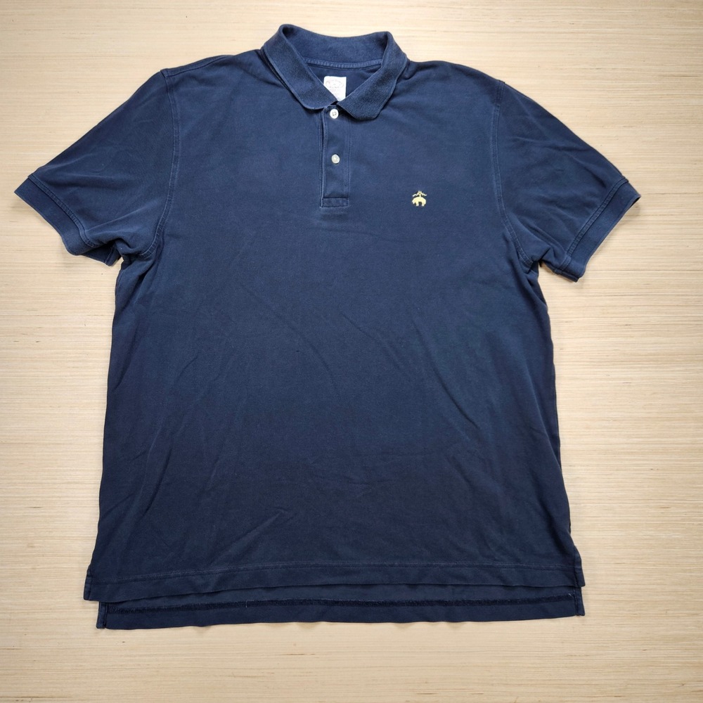 Brooks Brothers Performance Polo Shirt Men XL Blue Supima Cotton Blend Logo